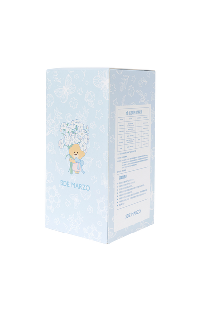 13DE MARZO Embossed Floral Bear Steel Cup Blue