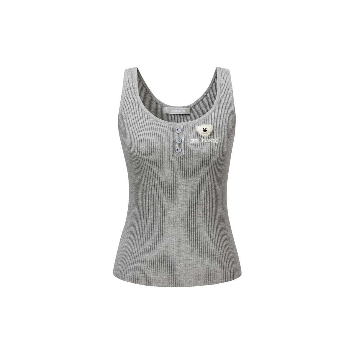 13DE MARZO Henley Neck Knit Vest Grey
