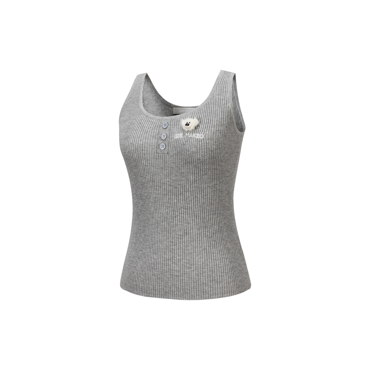 13DE MARZO Henley Neck Knit Vest Grey