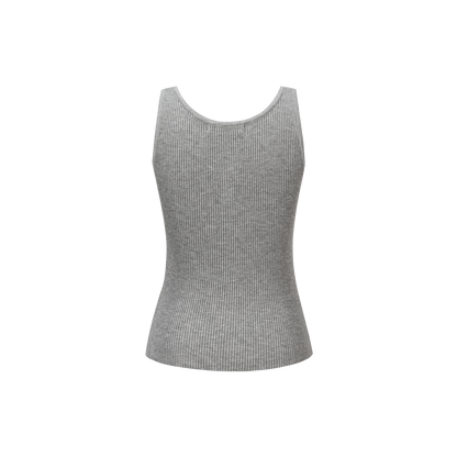 13DE MARZO Henley Neck Knit Vest Grey