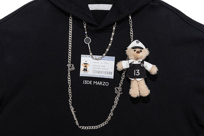 13DE MARZO Sheriff Bear Charm Chain Hoodie