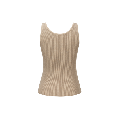 13DE MARZO Henley Neck Knit Vest Khaki