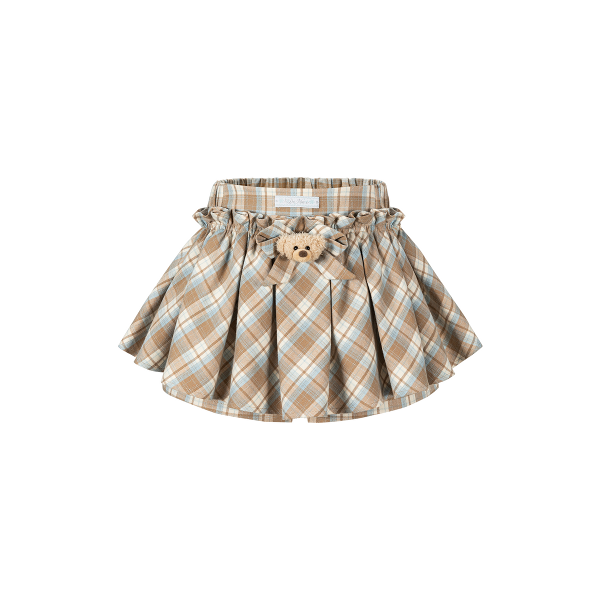 13DE MARZO Plaid Bow Tulle Skirt Khaki