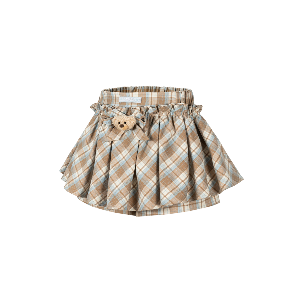 13DE MARZO Plaid Bow Tulle Skirt Khaki