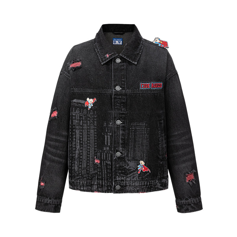 13DE MARZO Superman Bear Denim Jacket - 13DE MARZO