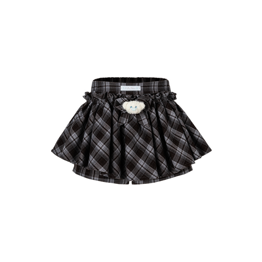 13DE MARZO Plaid Bow Tulle Skirt Blue