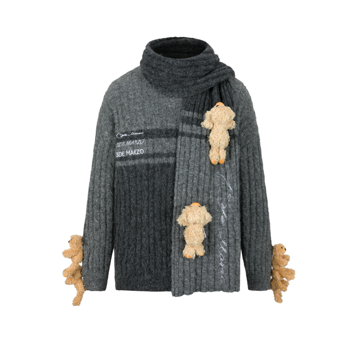 13DE MARZO Multi Bear Scarf Sweater
