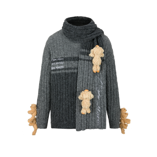 13DE MARZO Multi Bear Scarf Sweater