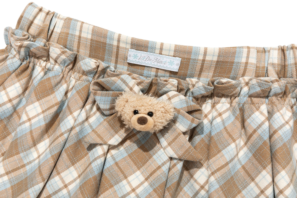 13DE MARZO Plaid Bow Tulle Skirt Khaki