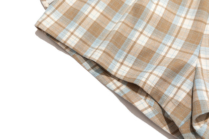 13DE MARZO Plaid Bow Tulle Skirt Khaki