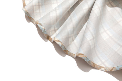 13DE MARZO Plaid Bow Tulle Skirt Khaki