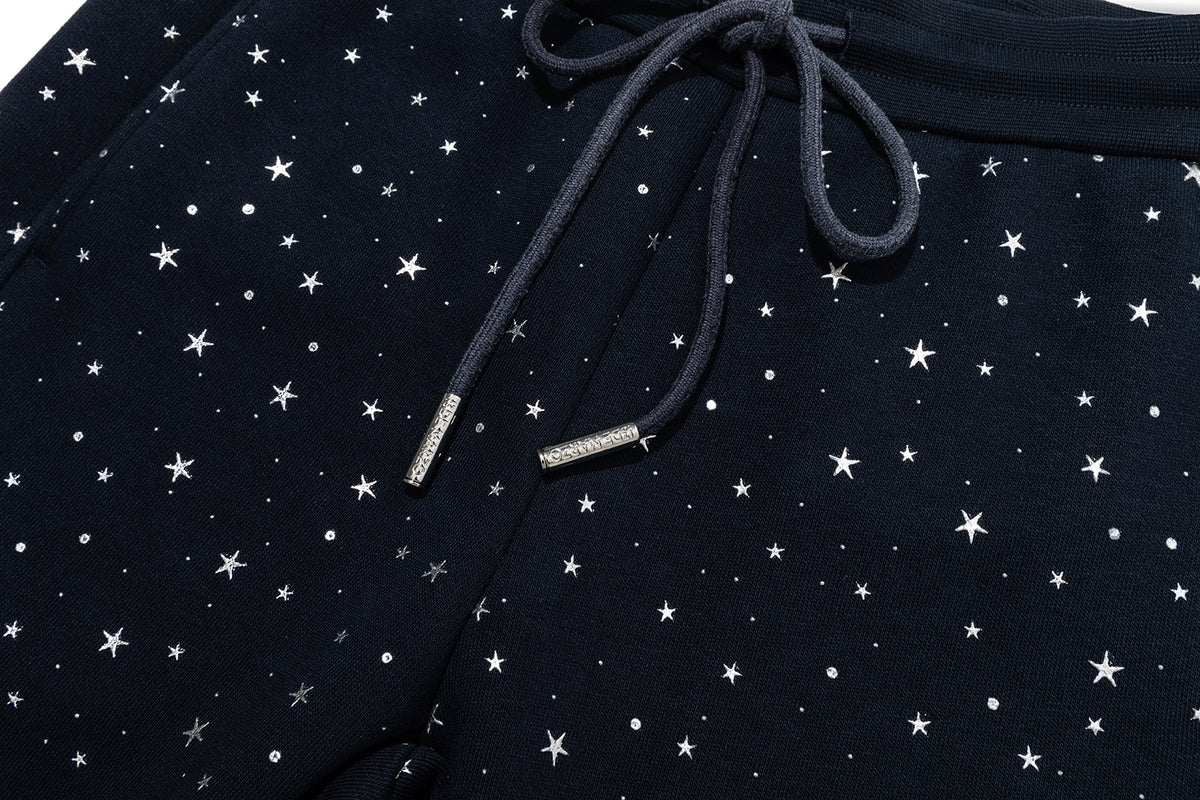 13DE MARZO Galaxy Spark Micro Flare Sweatpants Navy Blue