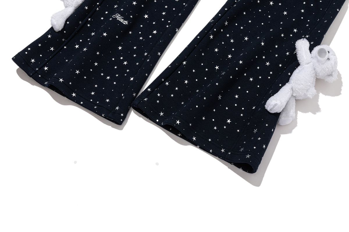 13DE MARZO Galaxy Spark Micro Flare Sweatpants Navy Blue