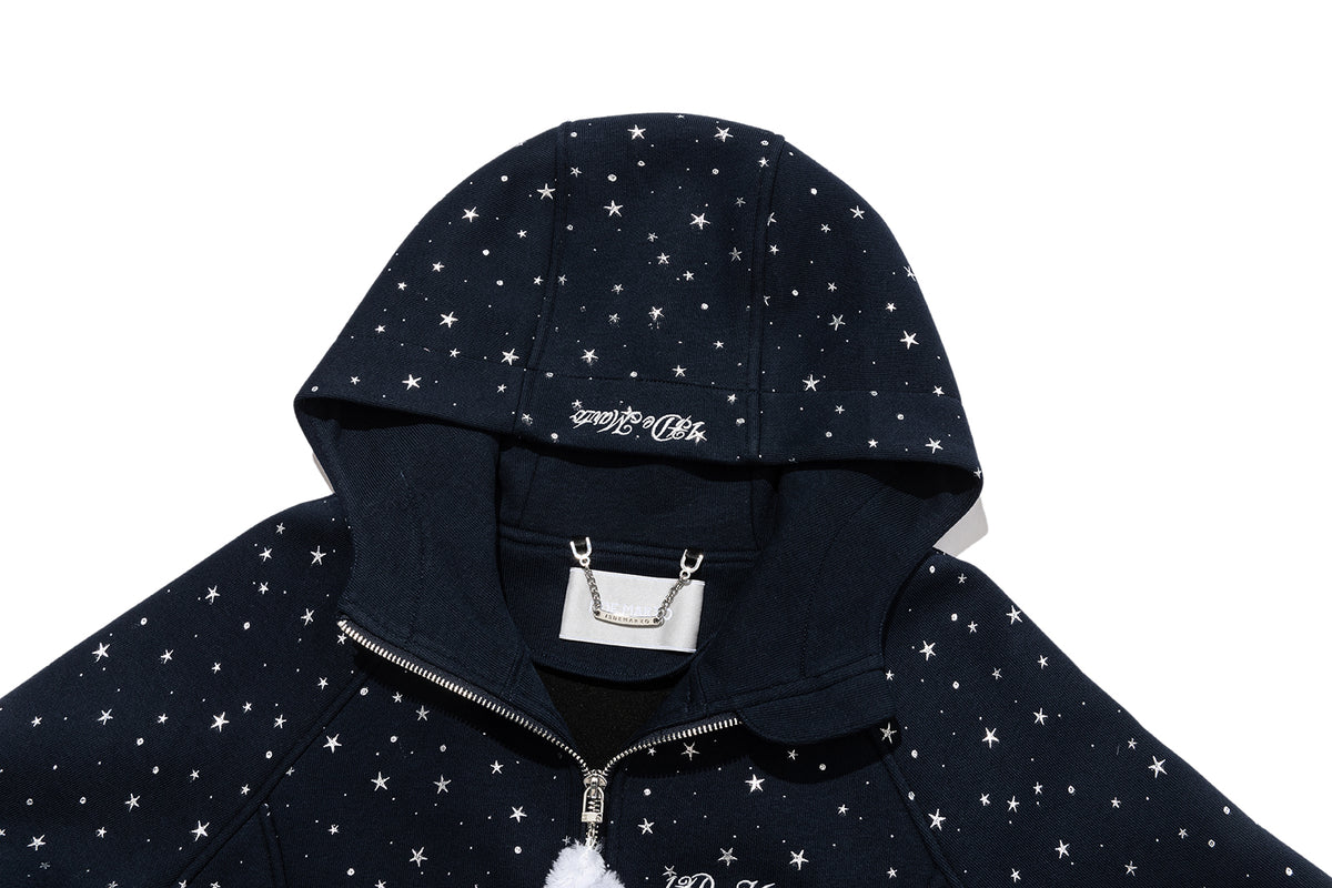13DE MARZO Galaxy Spark Slim Fit Hoodie Navy Blue
