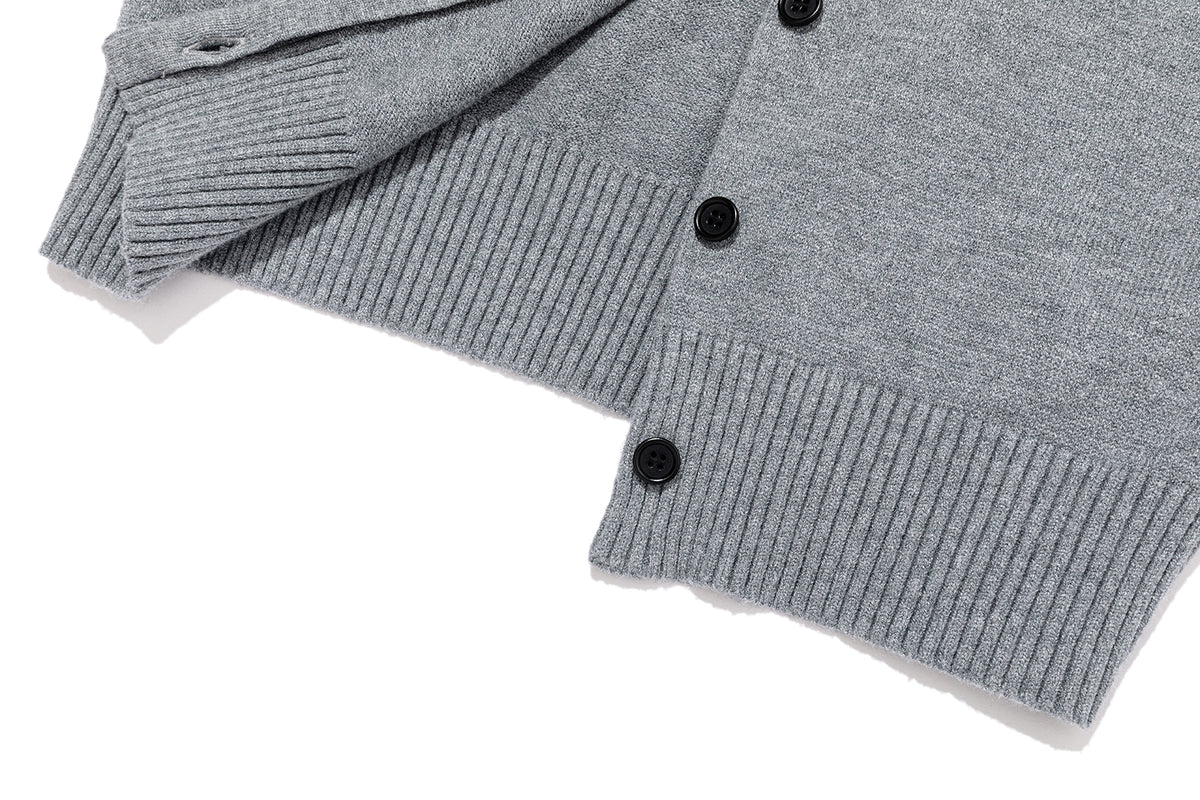 13DE MARZO Snow Bear Scarf  Knit Cardigan Grey