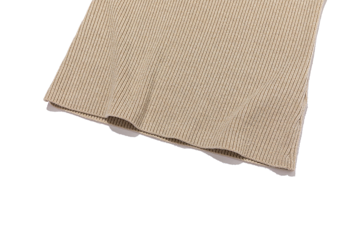 13DE MARZO Henley Neck Knit Vest Khaki