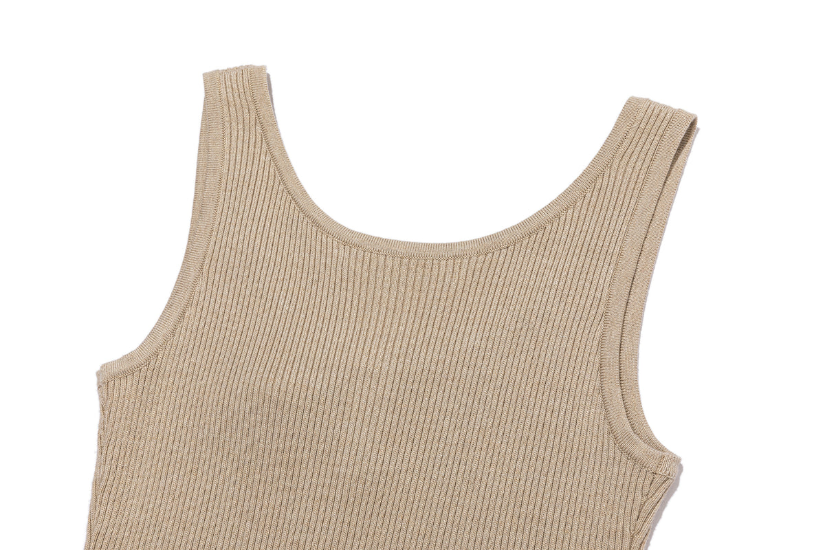 13DE MARZO Henley Neck Knit Vest Khaki