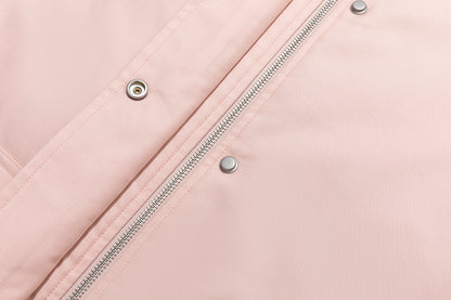 13DE MARZO Snow Bear Corduroy Mid Length Coat Pink