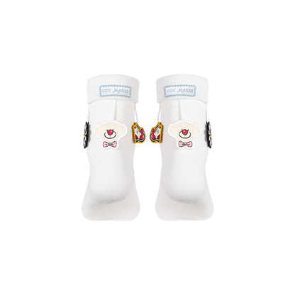 13DE MARZO Fringe Charm Mid-Calf Socks White