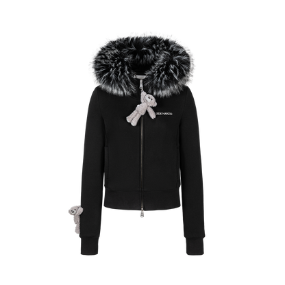 13DE MARZO Doozoo Fur Collar Hoodie Black