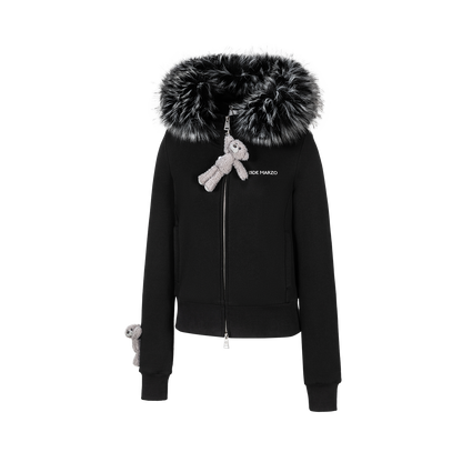13DE MARZO Doozoo Fur Collar Hoodie Black