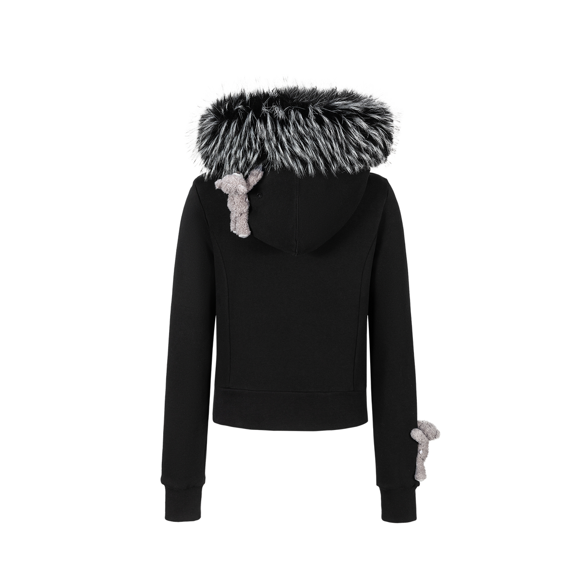13DE MARZO Doozoo Fur Collar Hoodie Black