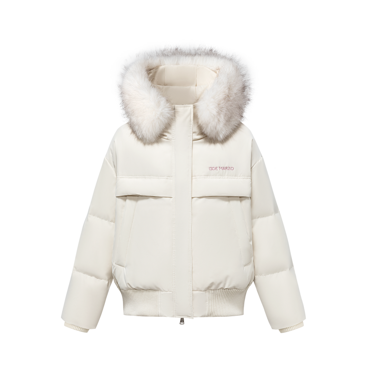 13DE MARZO Doozoo Fur Collar Parka Down Jacket Beige