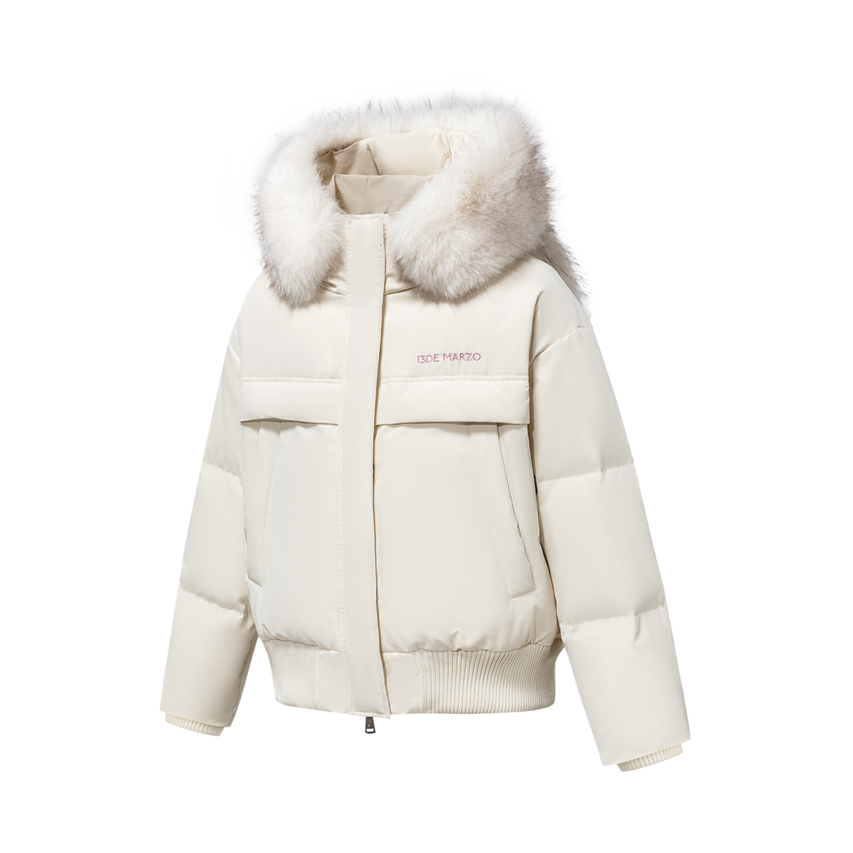 13DE MARZO Doozoo Fur Collar Parka Down Jacket Beige