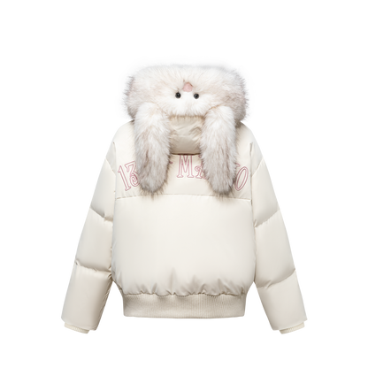 13DE MARZO Doozoo Fur Collar Parka Down Jacket Beige