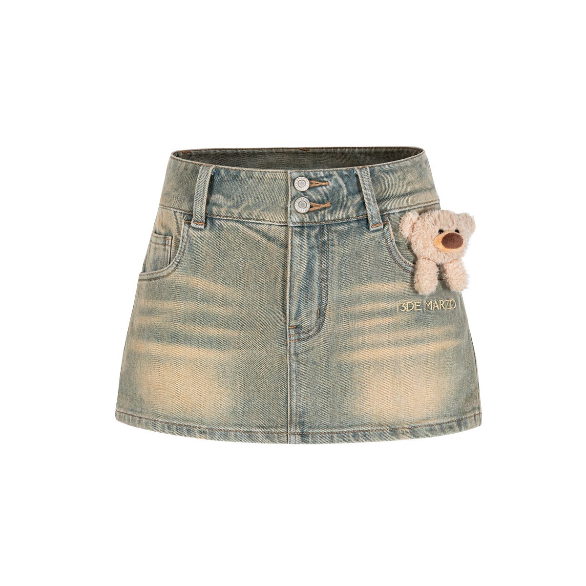 13DE MARZO Embroidered Logo Denim Skirt | 13DE MARZO