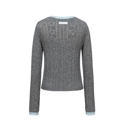 13DE MARZO Luminous Bear Layered Knit Cardigan Grey