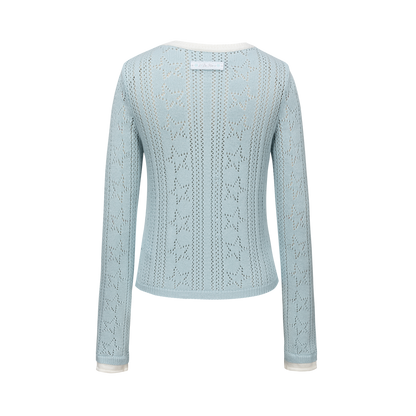 13DE MARZO Luminous Bear Layered Knit Cardigan Blue