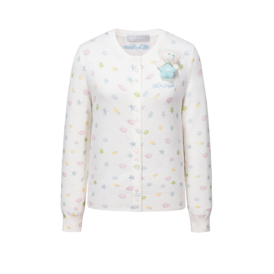 13DE MARZO All-Over Star Knit Cardigan