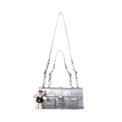 13DE MARZO Sheriff Bear Baguette Bag Silver
