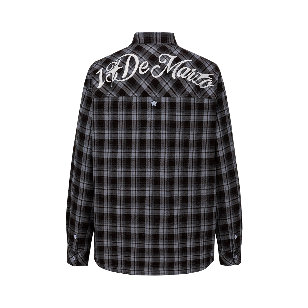 13DE MARZO Luminous Bear Long Sleeve Plaid Shirt Blue