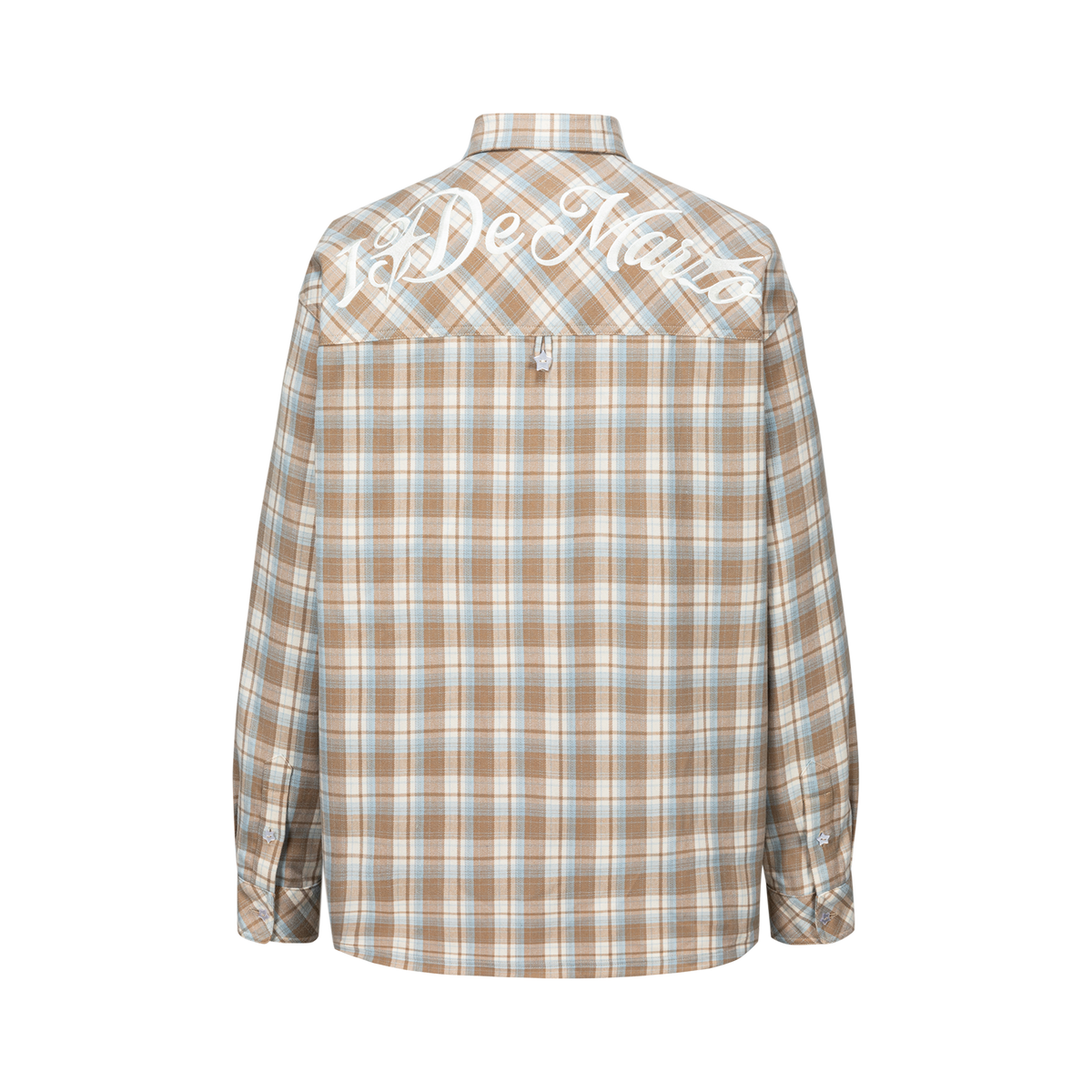 13DE MARZO Luminous Bear Long Sleeve Plaid Shirt Khaki