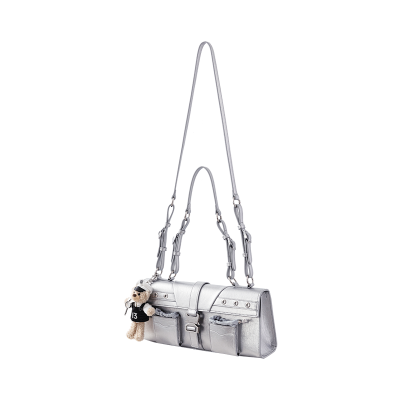 13DE MARZO Sheriff Bear Baguette Bag Silver