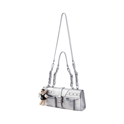 13DE MARZO Sheriff Bear Baguette Bag Silver