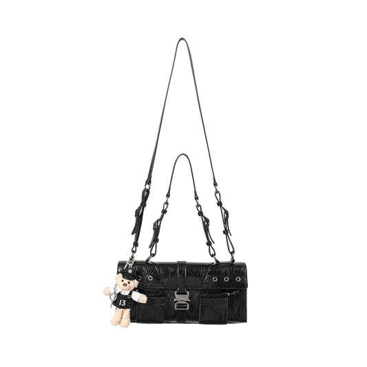 13DE MARZO Sheriff Bear Baguette Bag Black