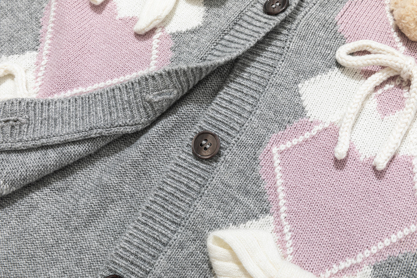 13DE MARZO Bow Bear Knit Cardigan Vest Grey