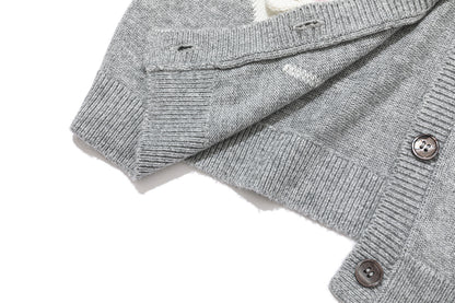 13DE MARZO Bow Bear Knit Cardigan Vest Grey