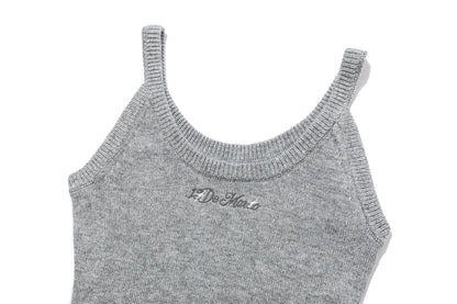 13DE MARZO Bow Bear Knit Cardigan Vest Grey