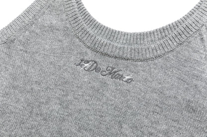 13DE MARZO Bow Bear Knit Cardigan Vest Grey