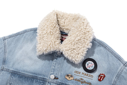 13DE MARZO Rolling Stones Tongue Denim Jacket