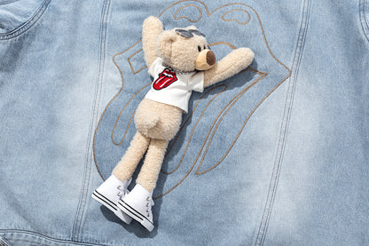 13DE MARZO Rolling Stones Tongue Denim Jacket