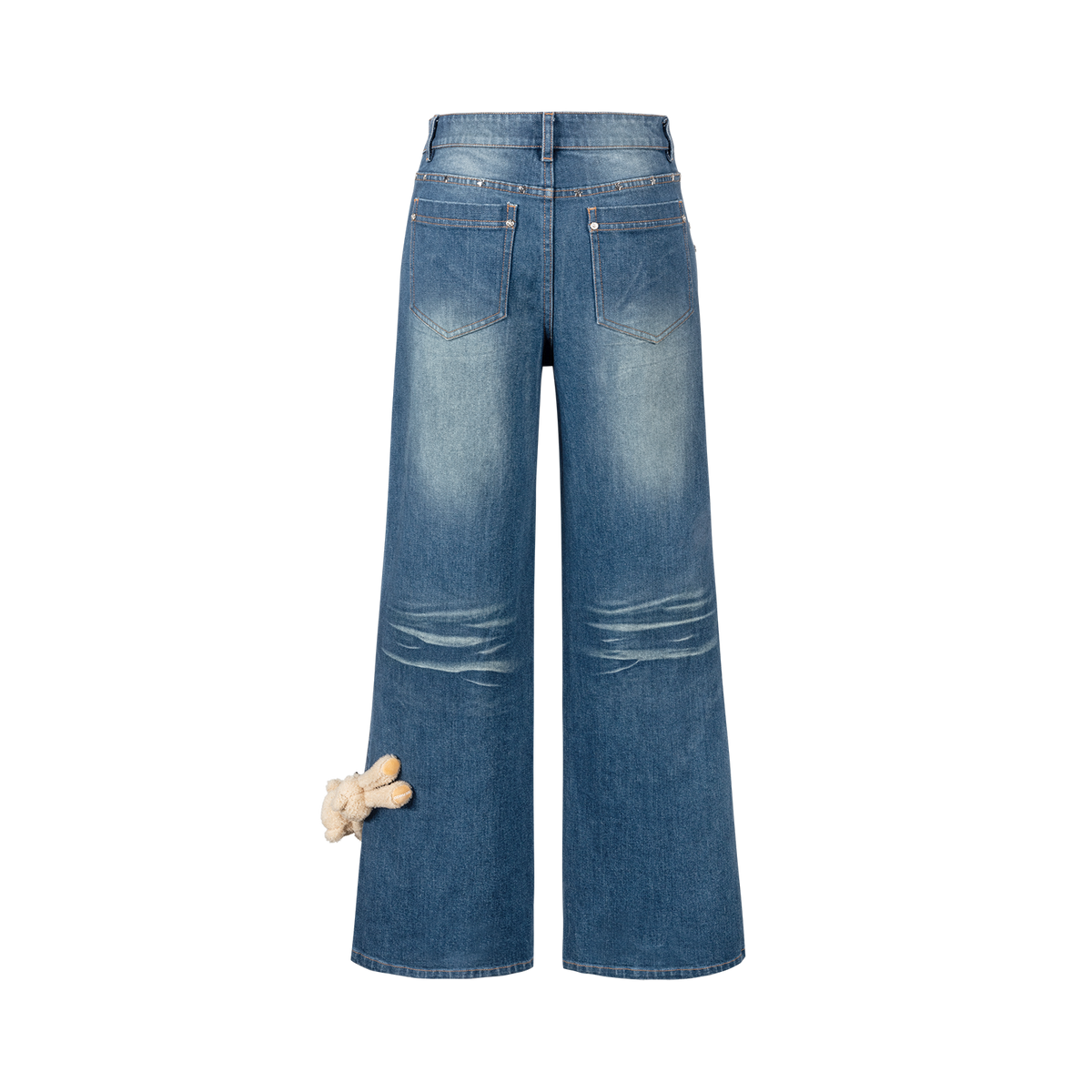 13DE MARZO Luminous Bear Straight Leg Jeans Navy Blue