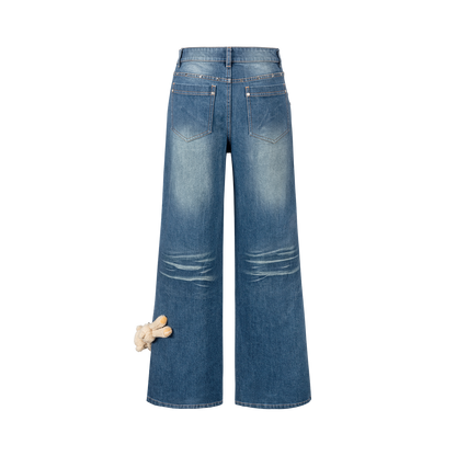 13DE MARZO Luminous Bear Straight Leg Jeans Navy Blue