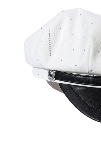 13DE MARZO Glass Print Octagonal Beret White