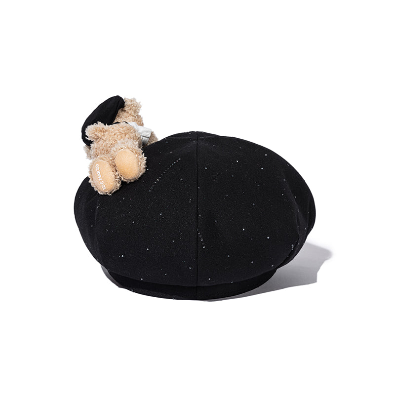 13DE MARZO｜Glass Print Octagonal Beret Black