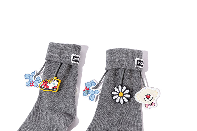 13DE MARZO Fringe Charm Mid-Calf Socks Grey